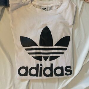 Adidas White Tee with Black Trefoil Logo
